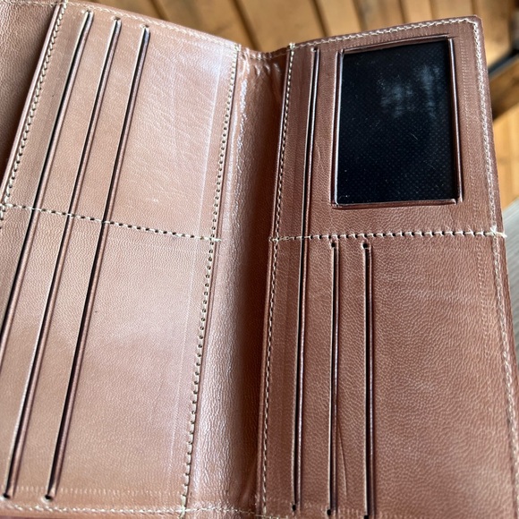 New Hand-tooled genuine Leather Wallet Floral flap tan brown made USA western - Picture 4 of 5